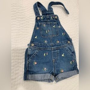 Gap floral flower short overalls
